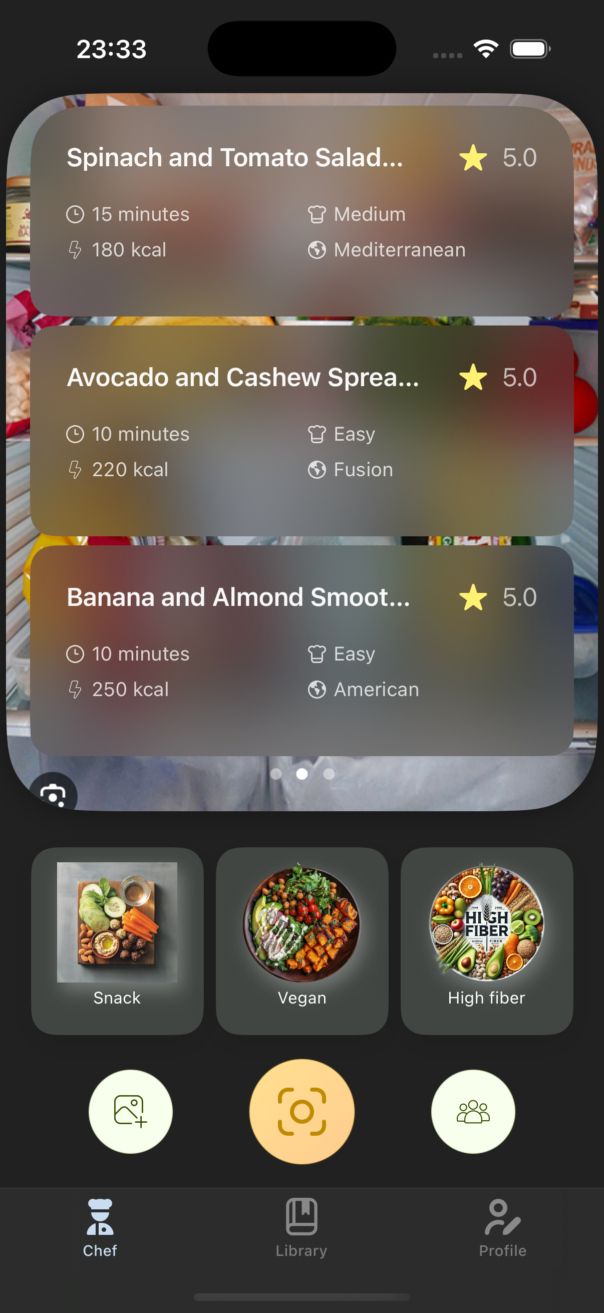 Chef suggestions screen