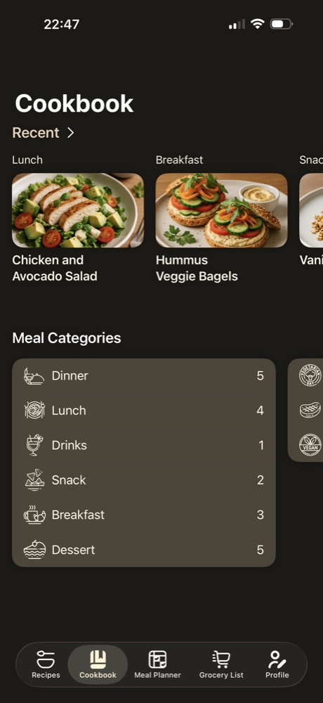 ReciPics cookbook screen