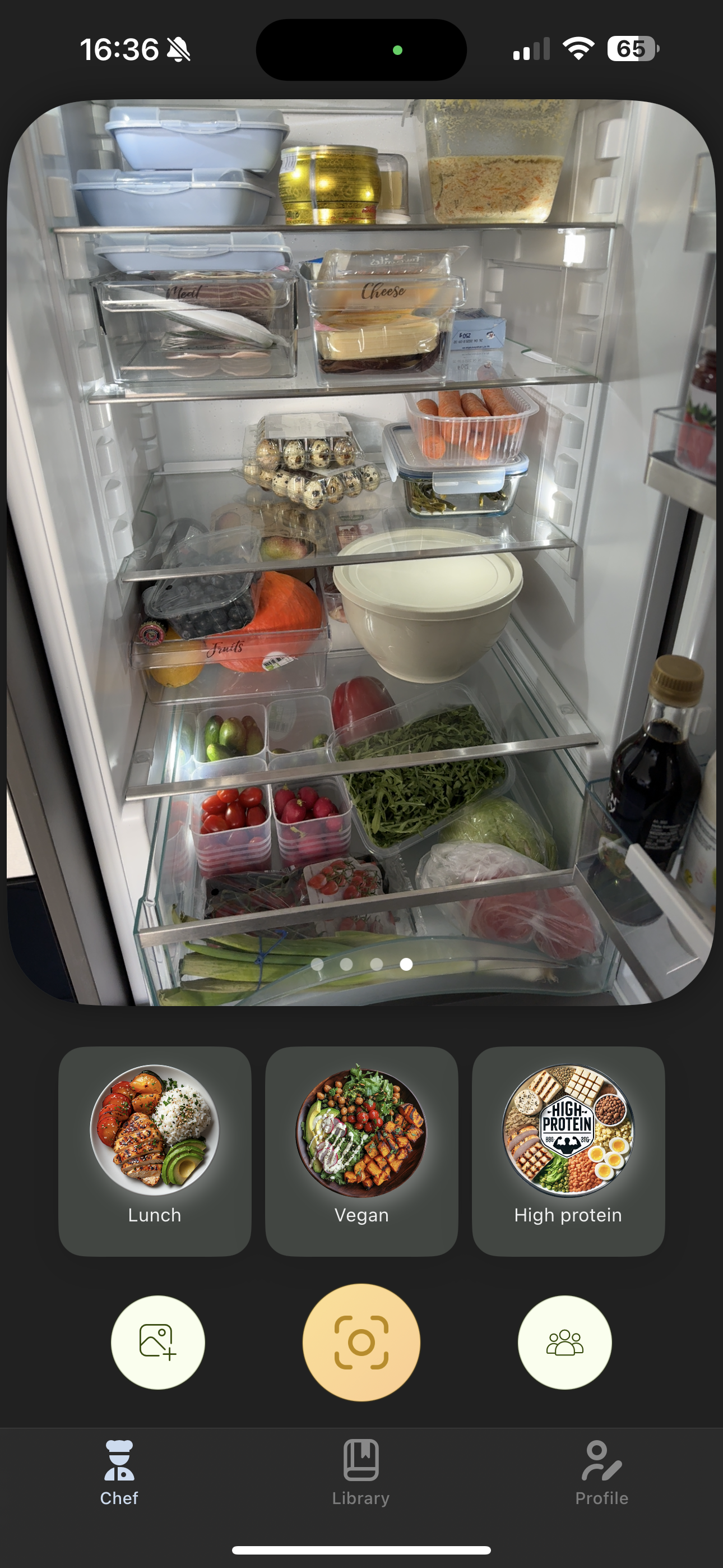 ReciPics App showing food recognition